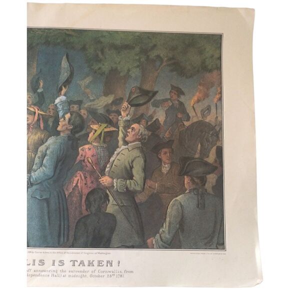 Cornwallis Is Taken Military Lithograph Print Calendar Ephemera Vtg Currier Ives - Picture 7 of 16